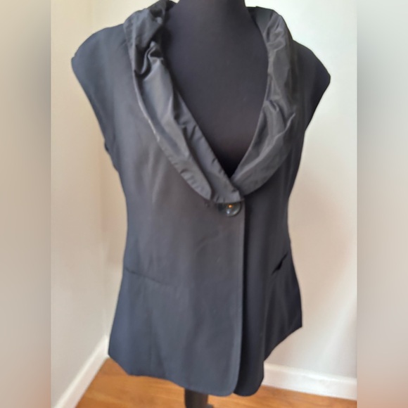 CAbi Jackets & Blazers - CAbi Black Sleeveless Satin-Trim Vest